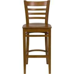 Bar Stool with Ladder Back and Footrest in Cherry