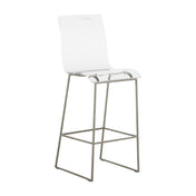 Bar Stool with Transparent Acrylic Seat and Antique Silver Iron Frame