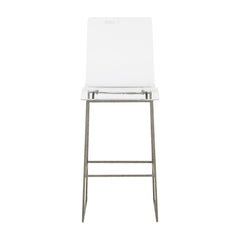 Bar Stool with Transparent Acrylic Seat and Antique Silver Iron Frame