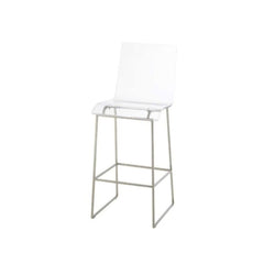 Bar Stool with Transparent Acrylic Seat and Antique Silver Iron Frame
