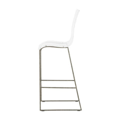 Bar Stool with Transparent Acrylic Seat and Antique Silver Iron Frame