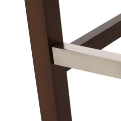 Bar Stools, Set of 2, Beige Polyester Blend Seats, Espresso Wood Frame