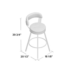 Bar Stools, Set of 2, Brown Faux Leather with Gray Metal Frame