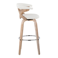 Bar Stools, Set of 2, Swivel Seats with White Washed Wood Base