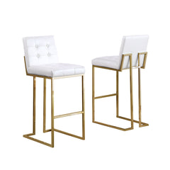 Bar Stools, Set of 2, Teal Velvet Upholstery with Metal Frame