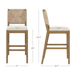Bar Stools, Set of 3 with Solid Wood Frame