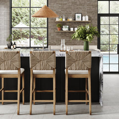 Bar Stools, Set of 3 with Solid Wood Frame