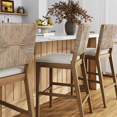 Bar Stools, Set of 3 with Solid Wood Frame