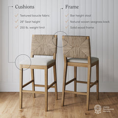 Bar Stools, Set of 3 with Solid Wood Frame