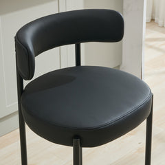 Bar Stools, Set of 4, Matte Black Faux Leather with Metal Frame