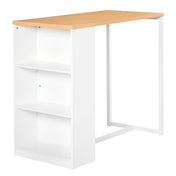 Bar Table, White MDF, Steel Frame, 3-Tier Side Shelves
