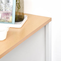 Bar Table, White MDF, Steel Frame, 3-Tier Side Shelves