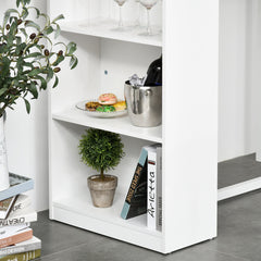 Bar Table, White MDF, Steel Frame, 3-Tier Side Shelves