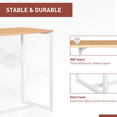 Bar Table, White MDF, Steel Frame, 3-Tier Side Shelves