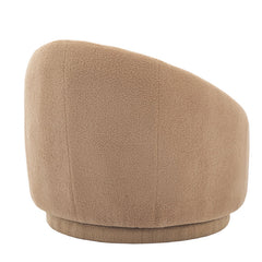 Barrel Accent Chair, Light Brown Teddy with Matte Black Iron Legs
