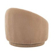 Barrel Accent Chair, Light Brown Teddy with Matte Black Iron Legs