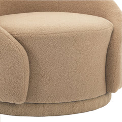Barrel Accent Chair, Light Brown Teddy with Matte Black Iron Legs