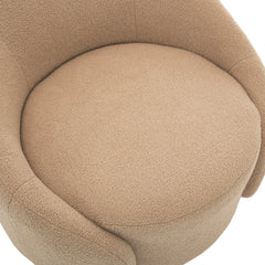 Barrel Accent Chair, Light Brown Teddy with Matte Black Iron Legs