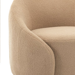Barrel Accent Chair, Light Brown Teddy with Matte Black Iron Legs