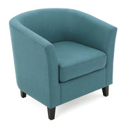 Barrel Accent Chair with Dark Teal Arms and Black Wood Legs