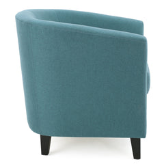 Barrel Accent Chair with Dark Teal Arms and Black Wood Legs