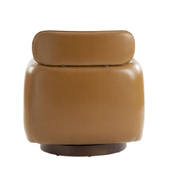 Barrel Armchair, Camel Top Grain Leather with Swivel Base