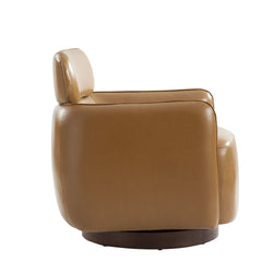 Barrel Armchair, Camel Top Grain Leather with Swivel Base