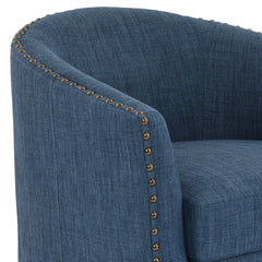 Barrel Chair, Blue Polyester Blend with Black Legs
