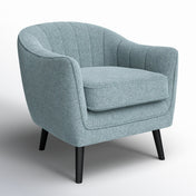 Barrel Chair, Blue Polyester Blend with Black Solid Wood Legs