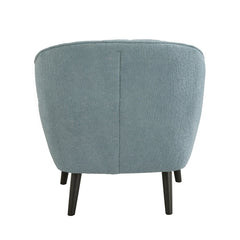 Barrel Chair, Blue Polyester Blend with Black Solid Wood Legs