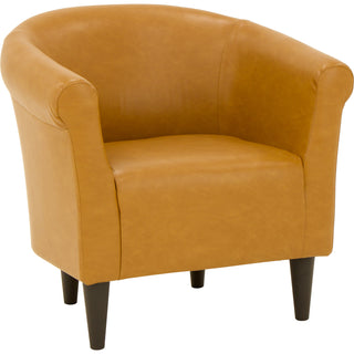 Barrel Chair, Faux Leather, Black Plastic Legs