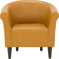 Barrel Chair, Faux Leather, Black Plastic Legs