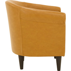 Barrel Chair, Faux Leather, Black Plastic Legs