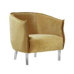 Barrel Chair, Gold Velvet with Clear Acrylic Legs