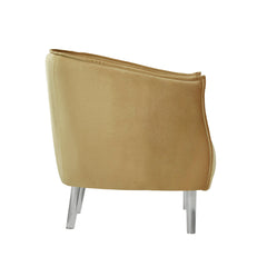 Barrel Chair, Gold Velvet with Clear Acrylic Legs