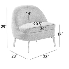 Barrel Chair, Green Polyester Boucle with Black Metal Legs