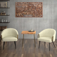 Barrel Chair, Ivory Faux Leather with Metal Frame