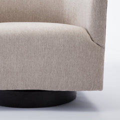 Barrel Chair, Oatmeal Tweed Polyester with Black Swivel Base