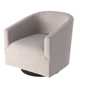 Barrel Chair, Oatmeal Tweed Polyester with Black Swivel Base