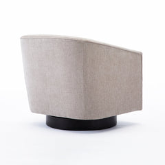 Barrel Chair, Oatmeal Tweed Polyester with Black Swivel Base