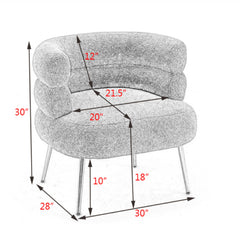 Barrel Chair, Polyester Upholstery with Gold Metal Legs