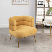 Barrel Chair, Polyester Upholstery with Gold Metal Legs