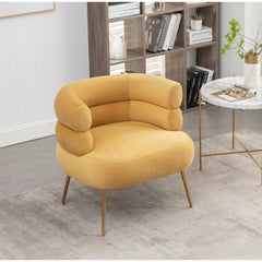 Barrel Chair, Polyester Upholstery with Gold Metal Legs