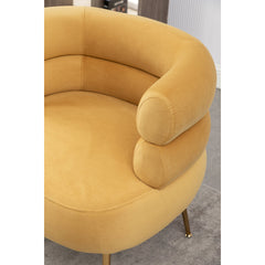 Barrel Chair, Polyester Upholstery with Gold Metal Legs