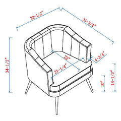 Barrel Chair, Velvet Upholstery with Gold Legs