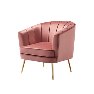 Barrel Chair, Velvet Upholstery with Gold Legs
