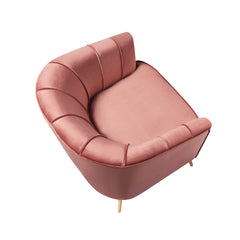 Barrel Chair, Velvet Upholstery with Gold Legs
