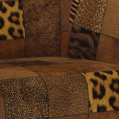 Barrel Chair with Patchwork Animal Print Polyester Blend and Black Legs