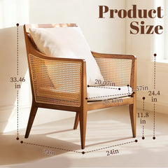 Barrel Chair with Solid Wood Frame in Natural Brown