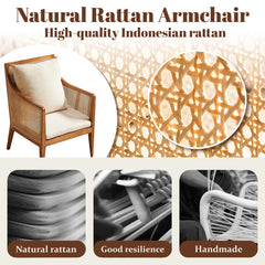 Barrel Chair with Solid Wood Frame in Natural Brown